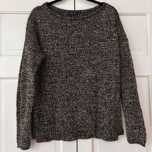 Vintage Lauren Jeans Co Ralph Lauren Marled Bateau Black Tan Sweater Size Medium